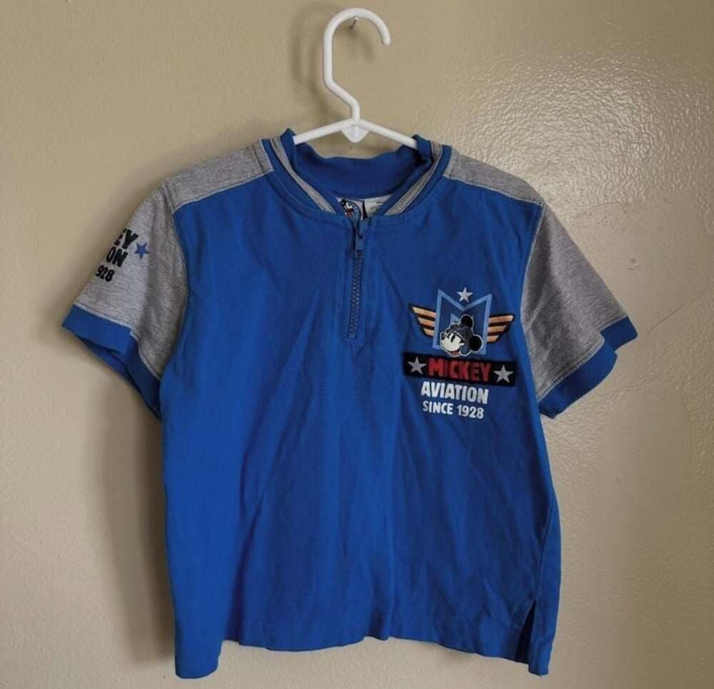 Mickey's World Mickey Aviation Since 1928 Quarter Zip Shirt Size 5/6